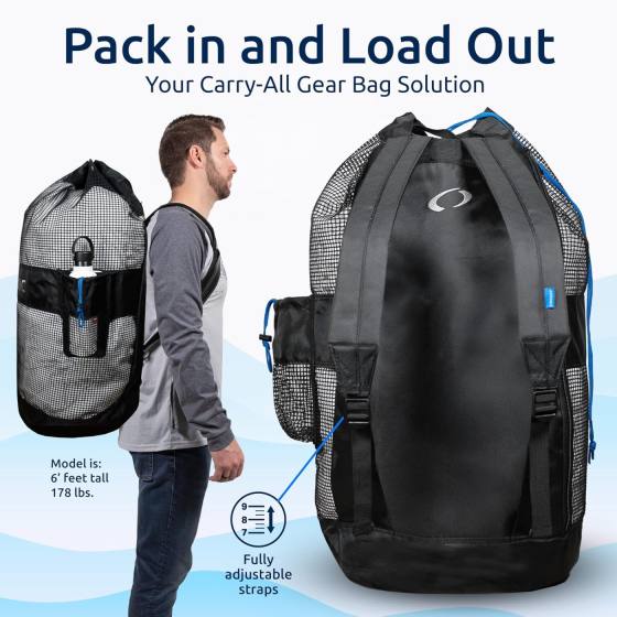 BAG, CARIBE MESH GEAR, BLACK