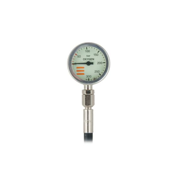 SPG Diam 52mm O2 300 Bar & 20cm HP Hose Nickel Without Cover